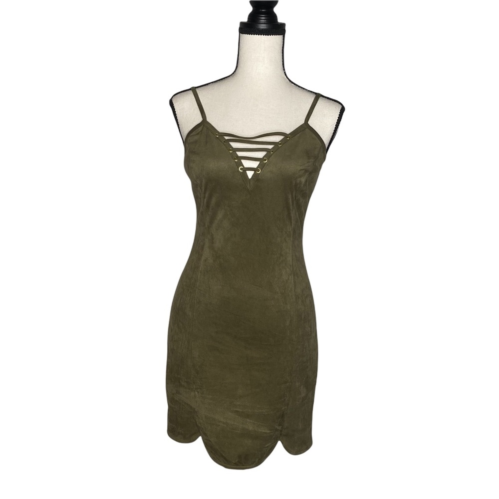 Olive green suede Dress